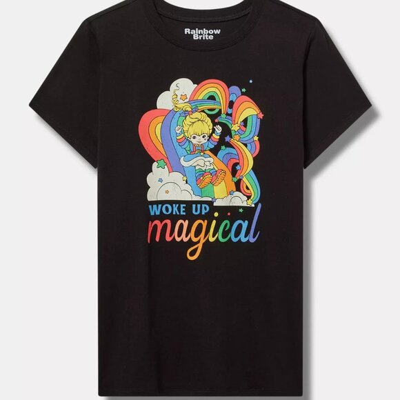 Torrid T-Shirt 1X Rainbow Brite "Woke Up Magical" Black Crew Classic Fit Tee Top - Picture 1 of 3